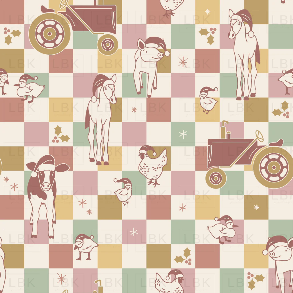 Festive Farm Checker- Pink and Gold