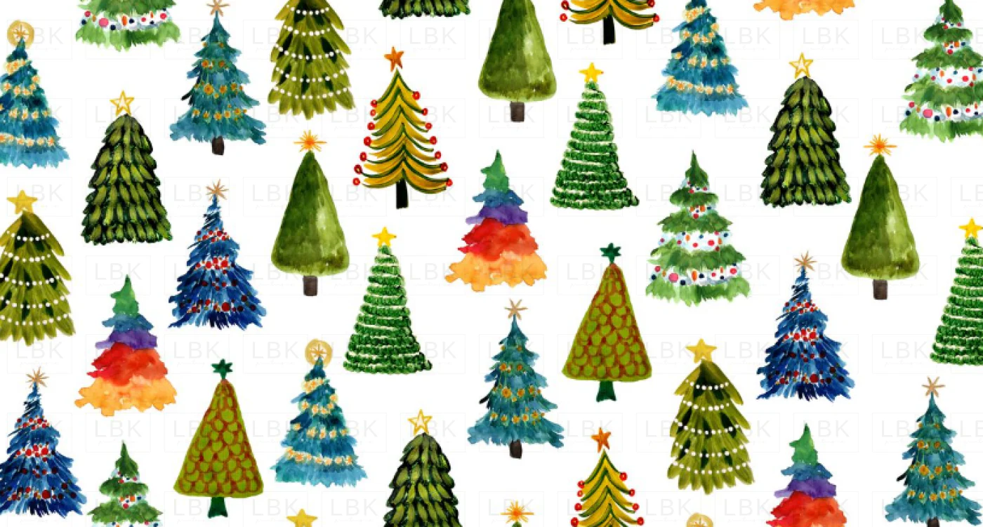 Festive Christmas Trees on White