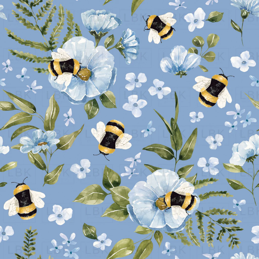 Floral Bees Blue