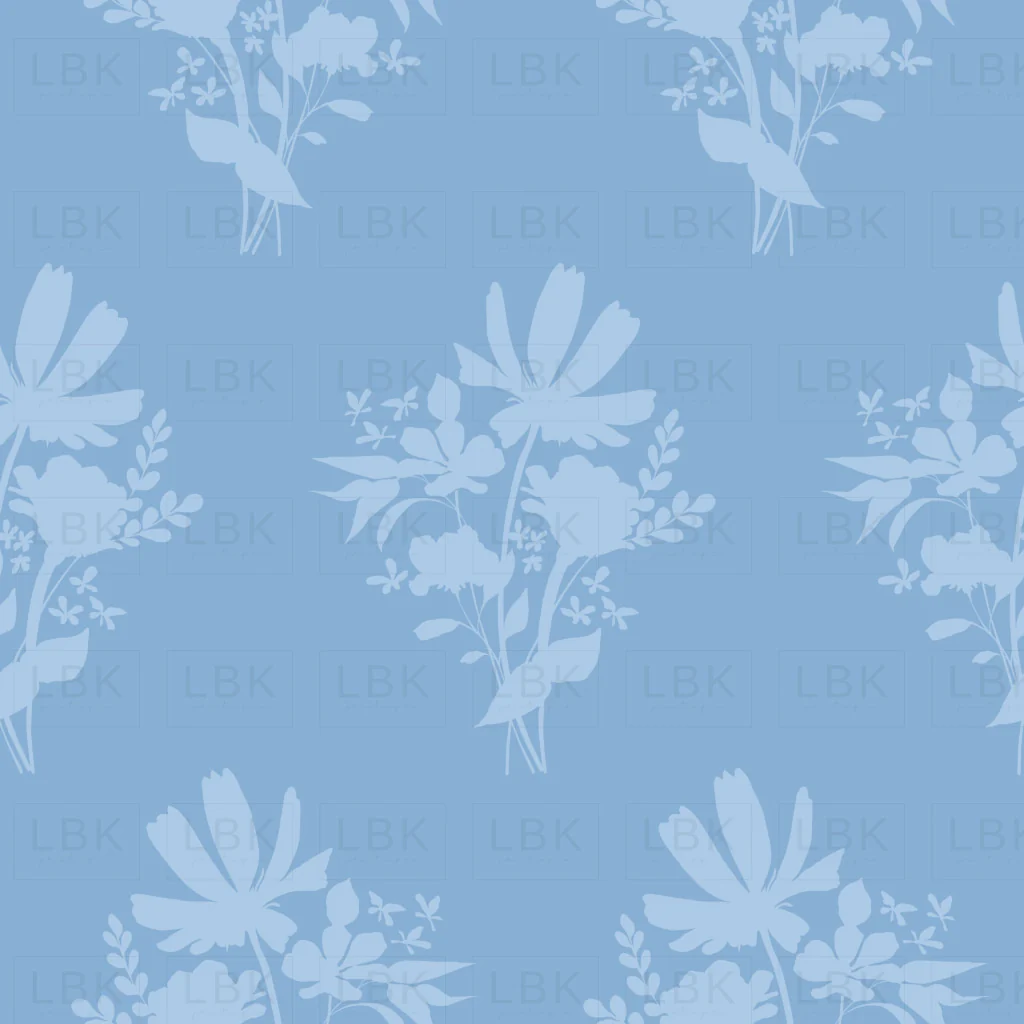 Floral Bouquet Silhouette Blue