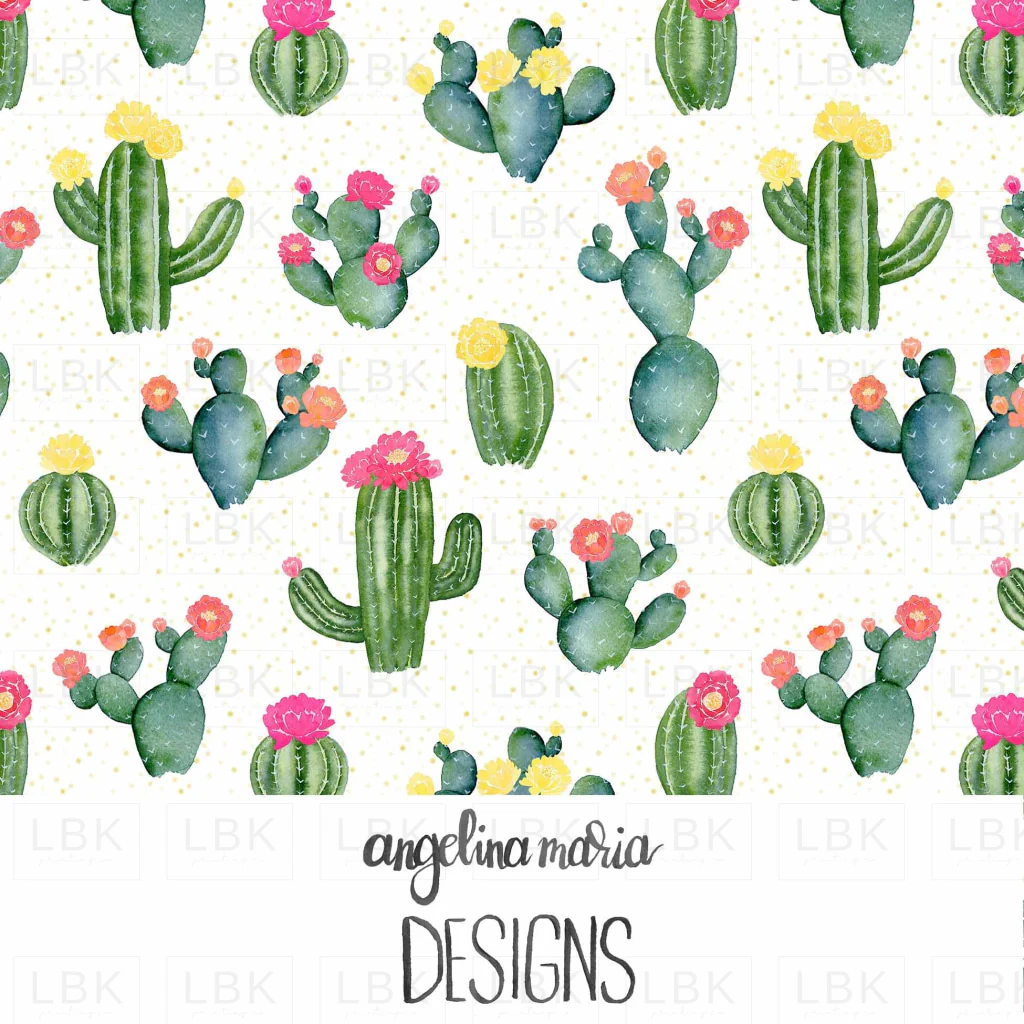 flowering cacti on dots