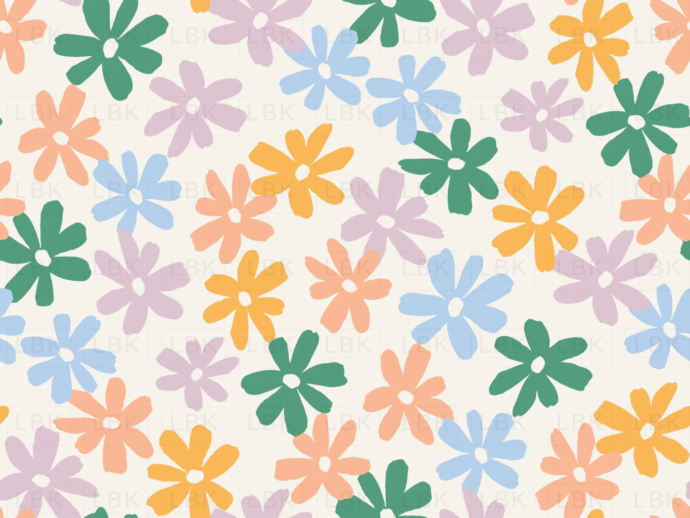 Flowers in Emerald Pink, Yellow and Pastel Lilac