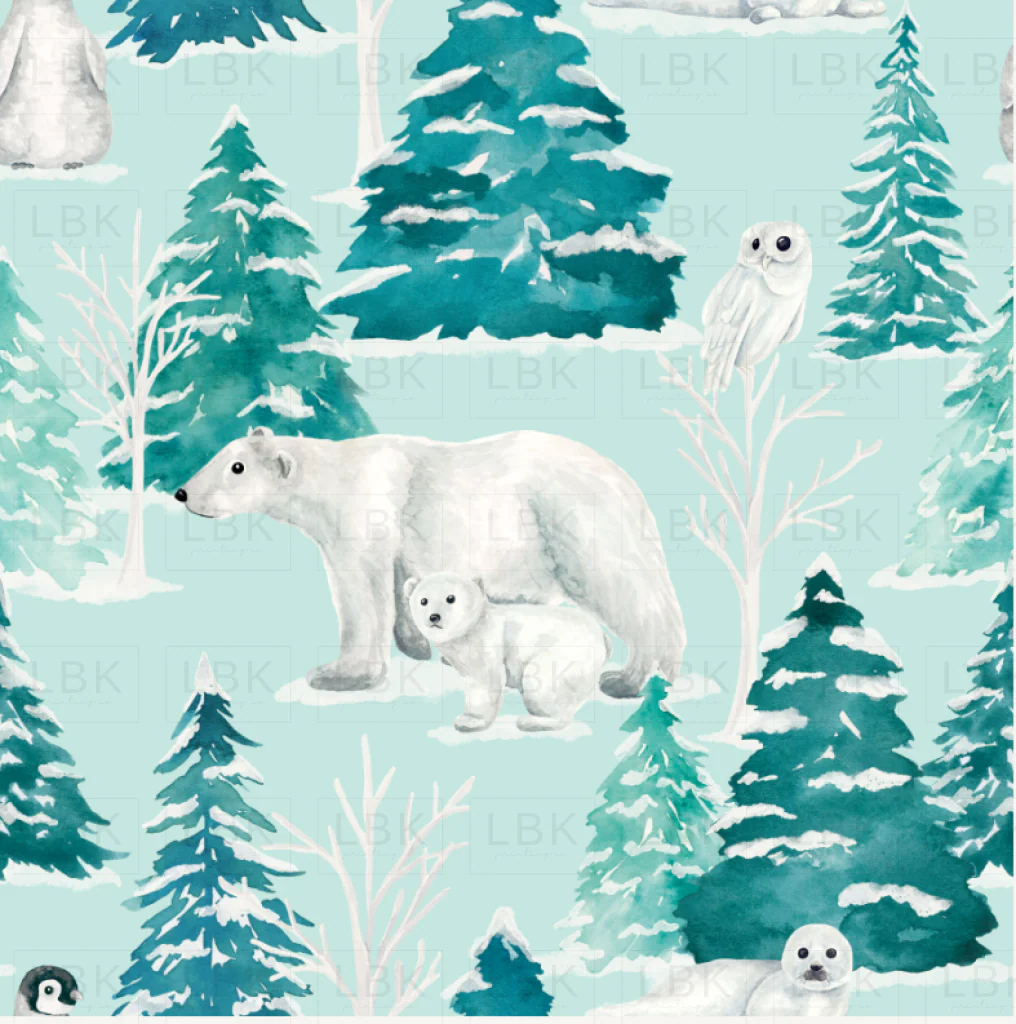 Forest and Frost Winter Animals Blue