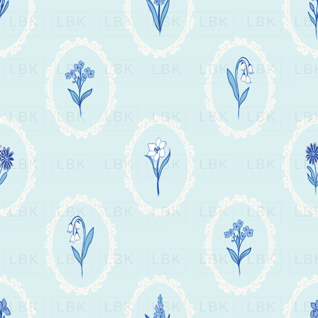 Framed Wildflower Blues on Light Blue