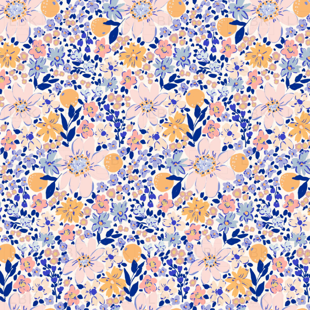 Fruity-florals in orange blues