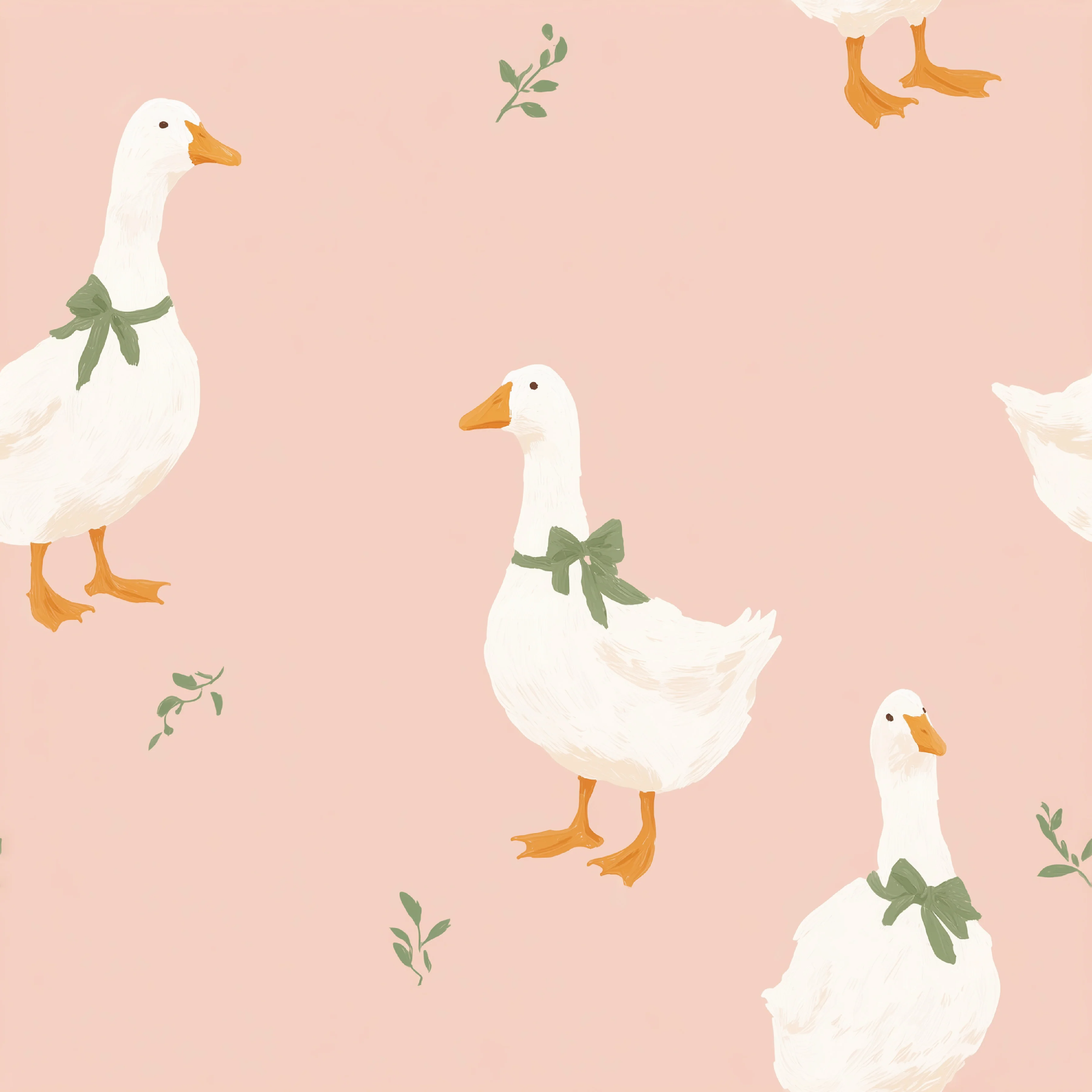 Geese with Green Bow