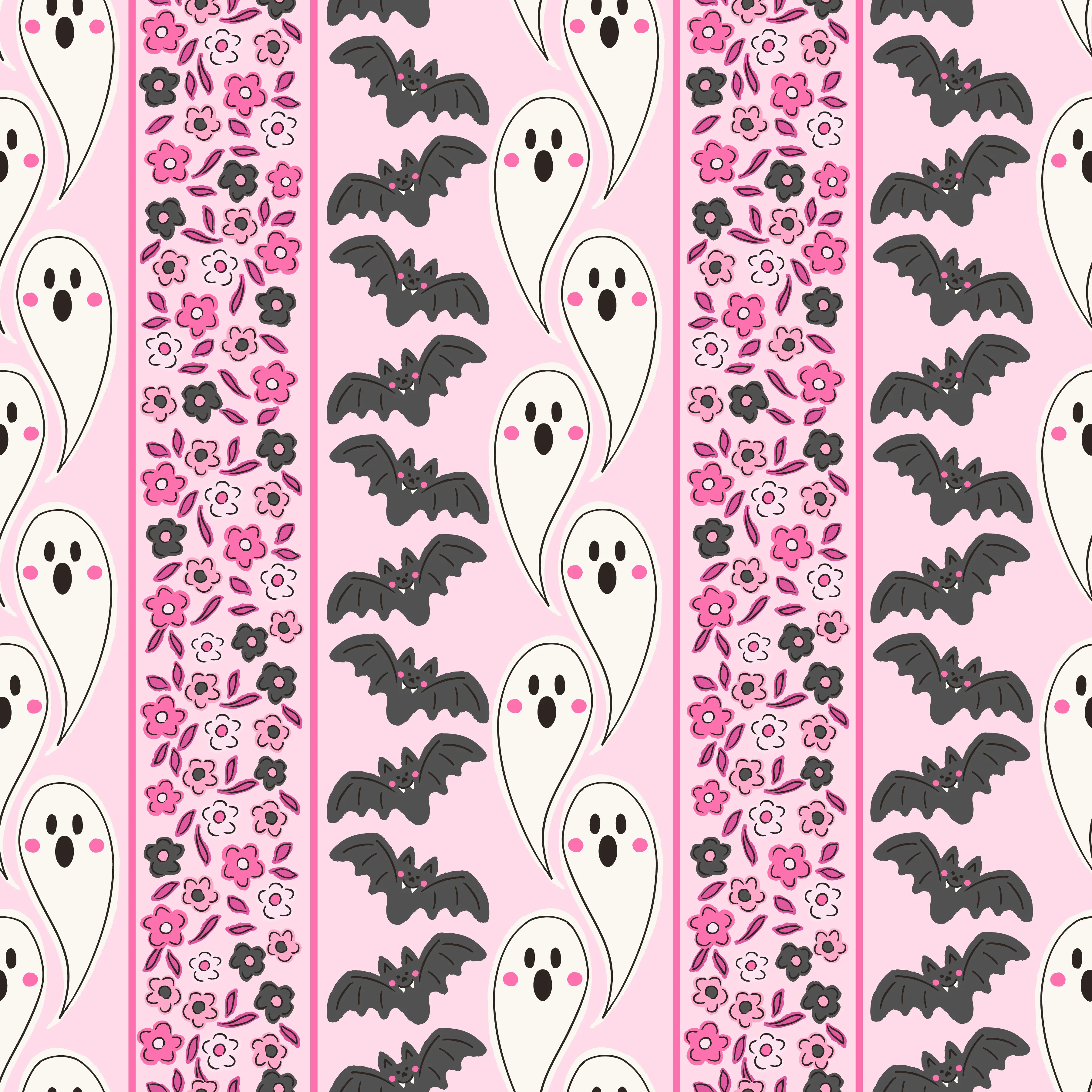 Ghost Bat Floral Stripes Pink-01