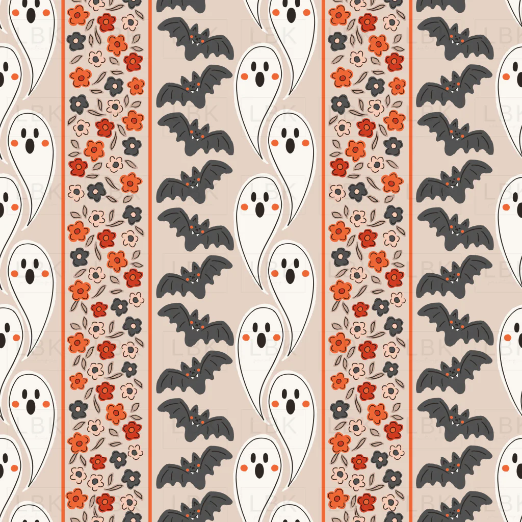 Ghost Bat Floral Stripes Taupe and Rust-01