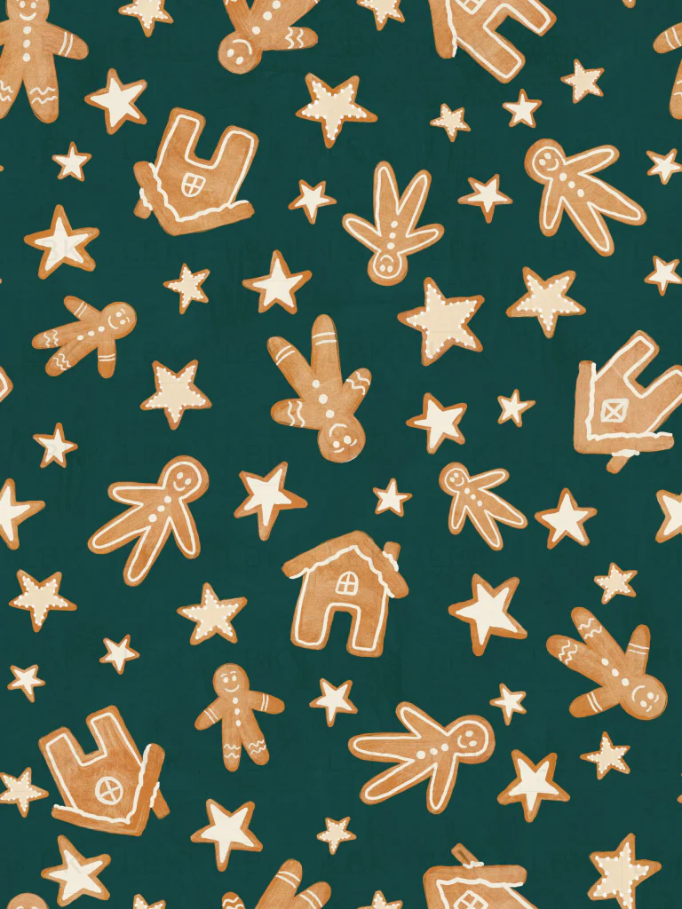 Gingerbread Christmas Cookies on Emerald Green