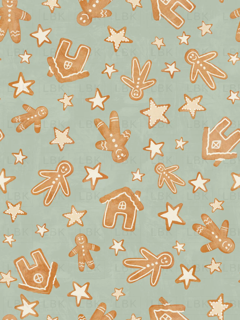 Gingerbread Christmas Cookies on Mint Green