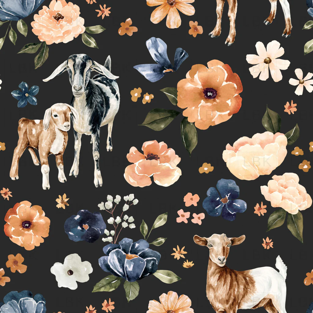 Goat_Floral_DarkGray