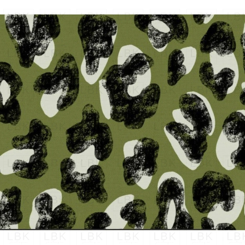 Grunge Leopard Print on Olive
