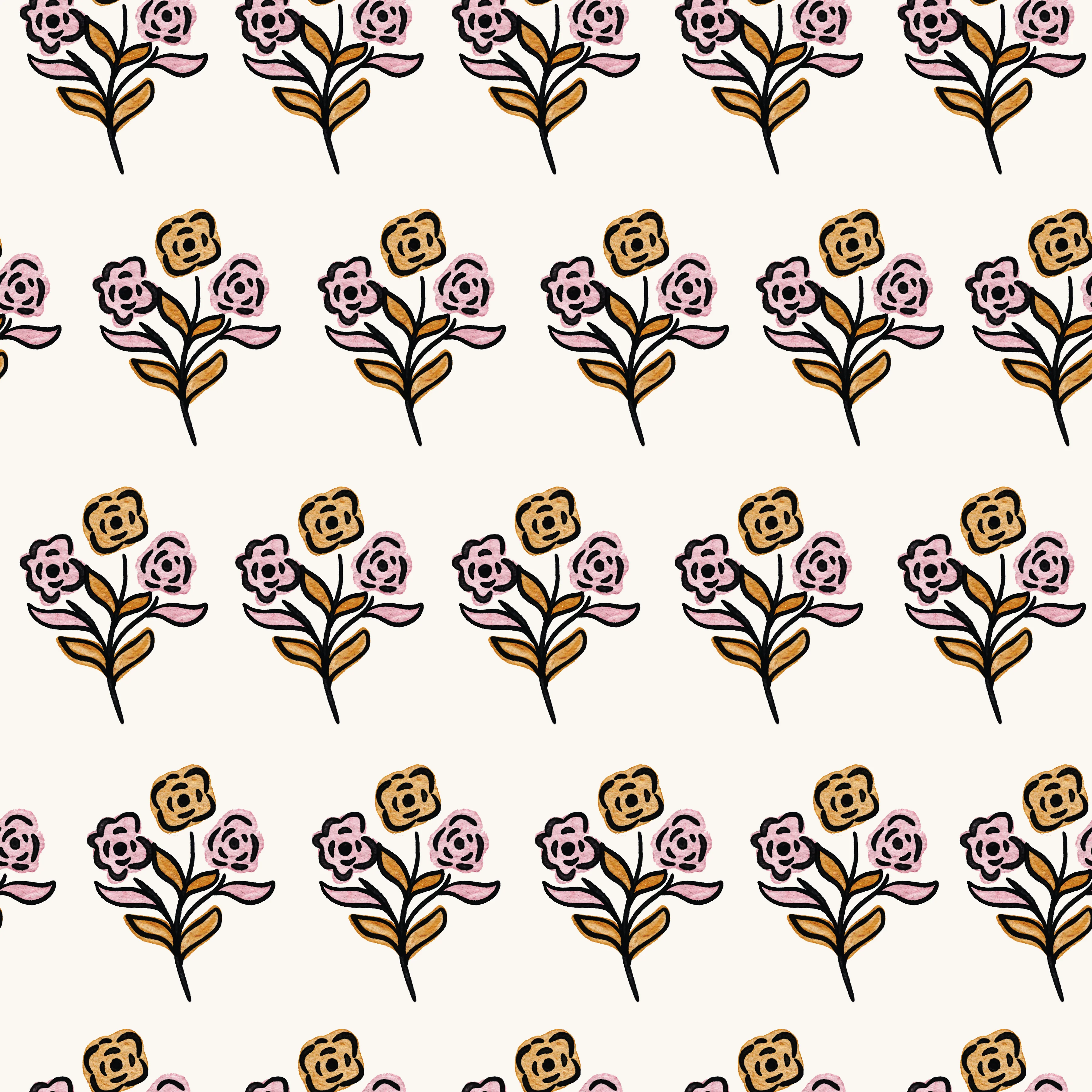 Halloween 25 Block Floral White
