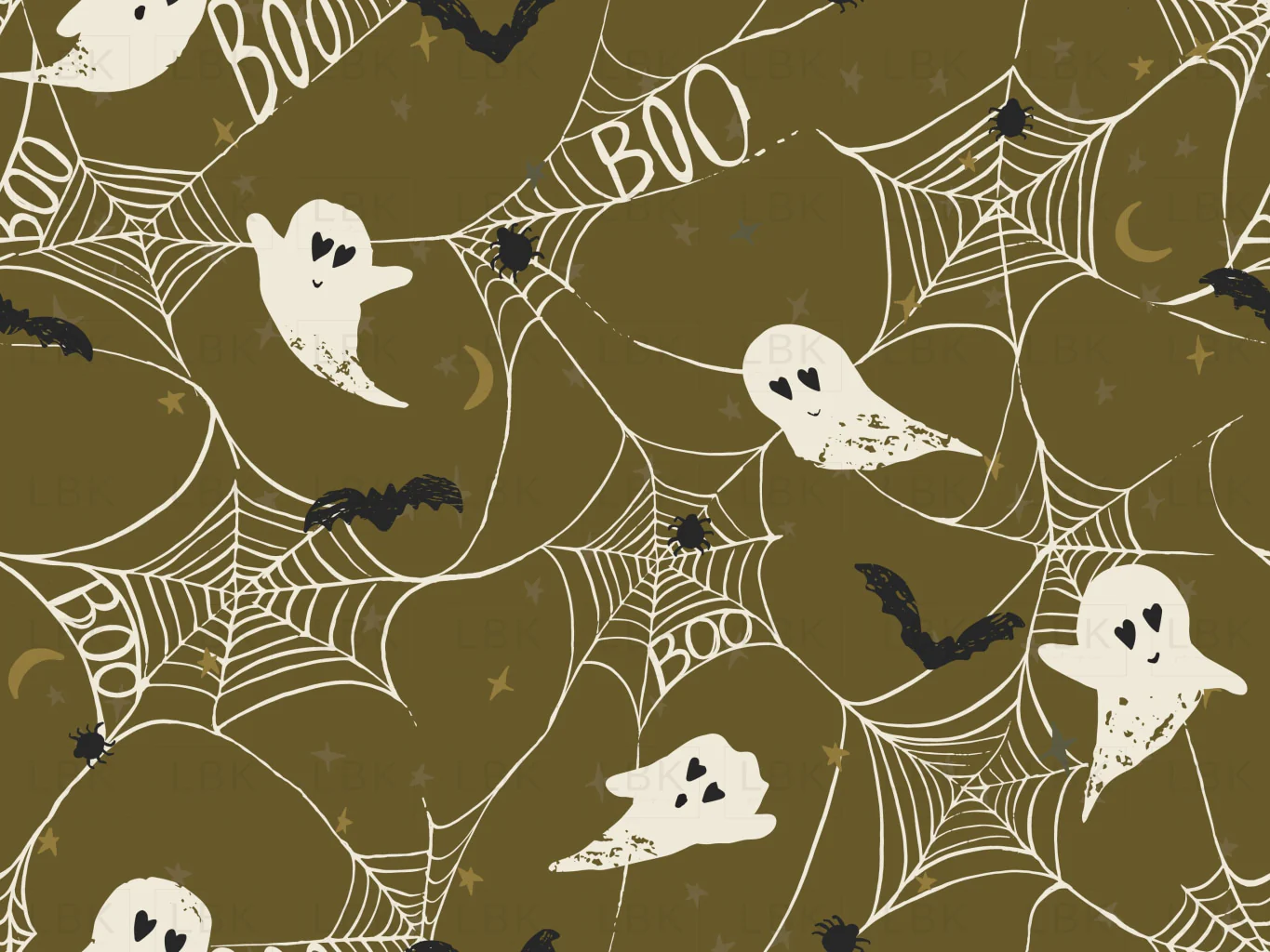 Halloween Boo Ghosts in Dark Olive Green