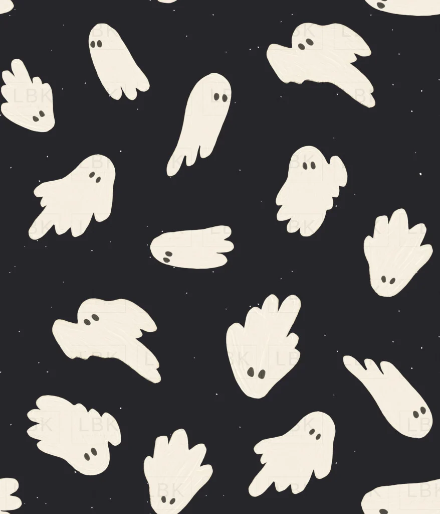 Halloween Ghosts on Charcoal Black