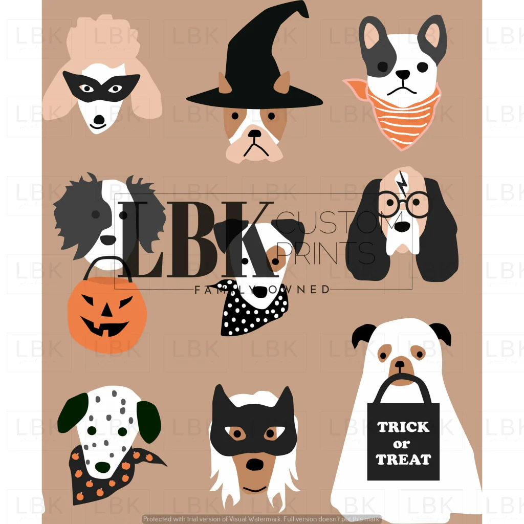Halloween pups on brown