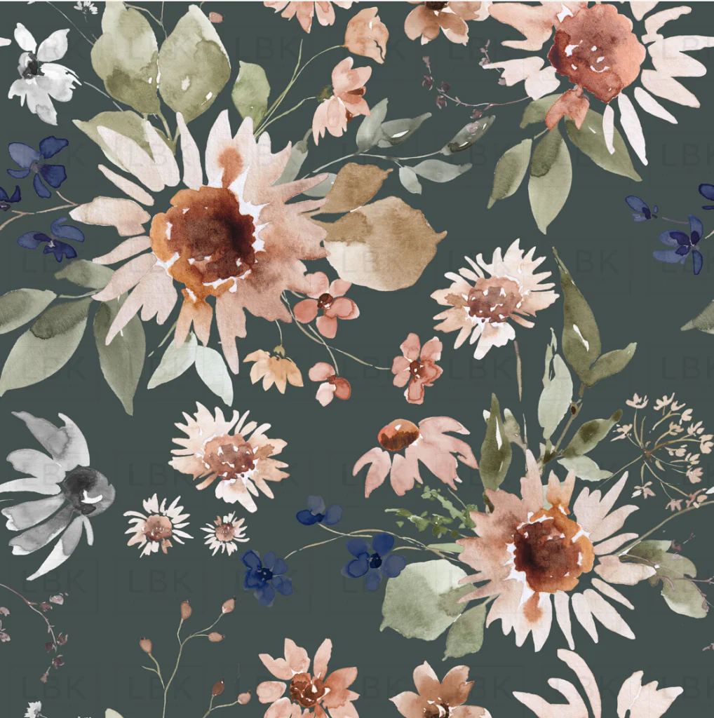 Hazel Sunflower Floral on Olive