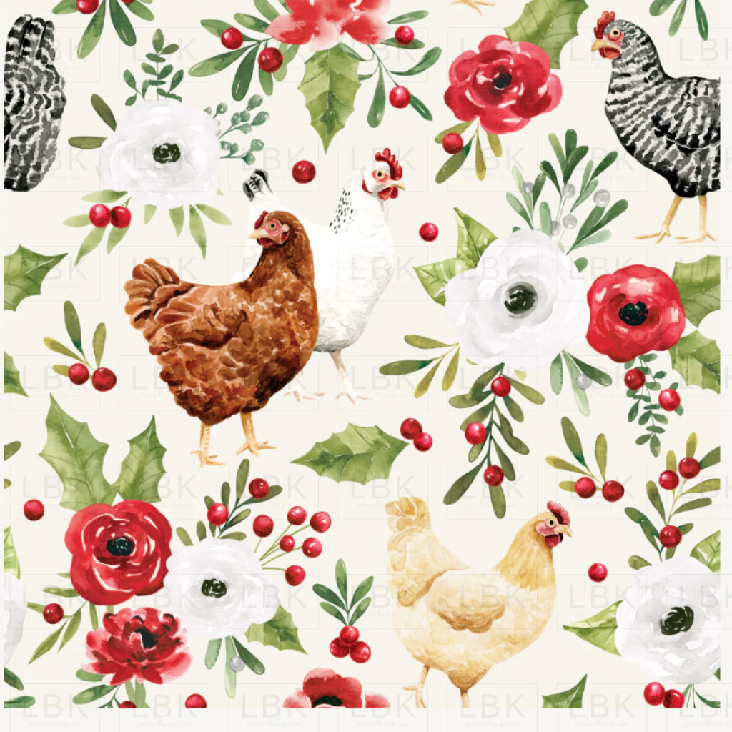 Holly and Pine Chicken Floral Cream