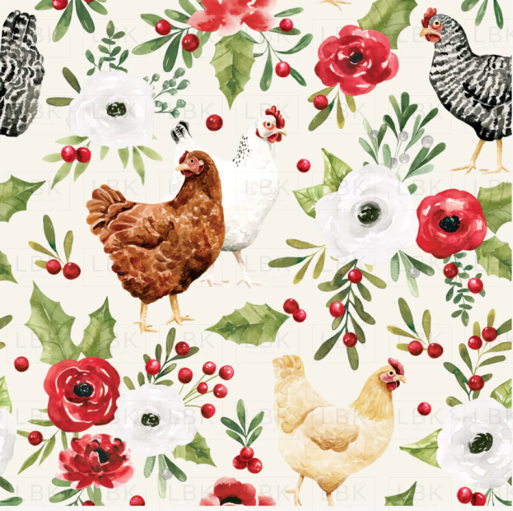 Holly and Pine Chicken Floral Cream