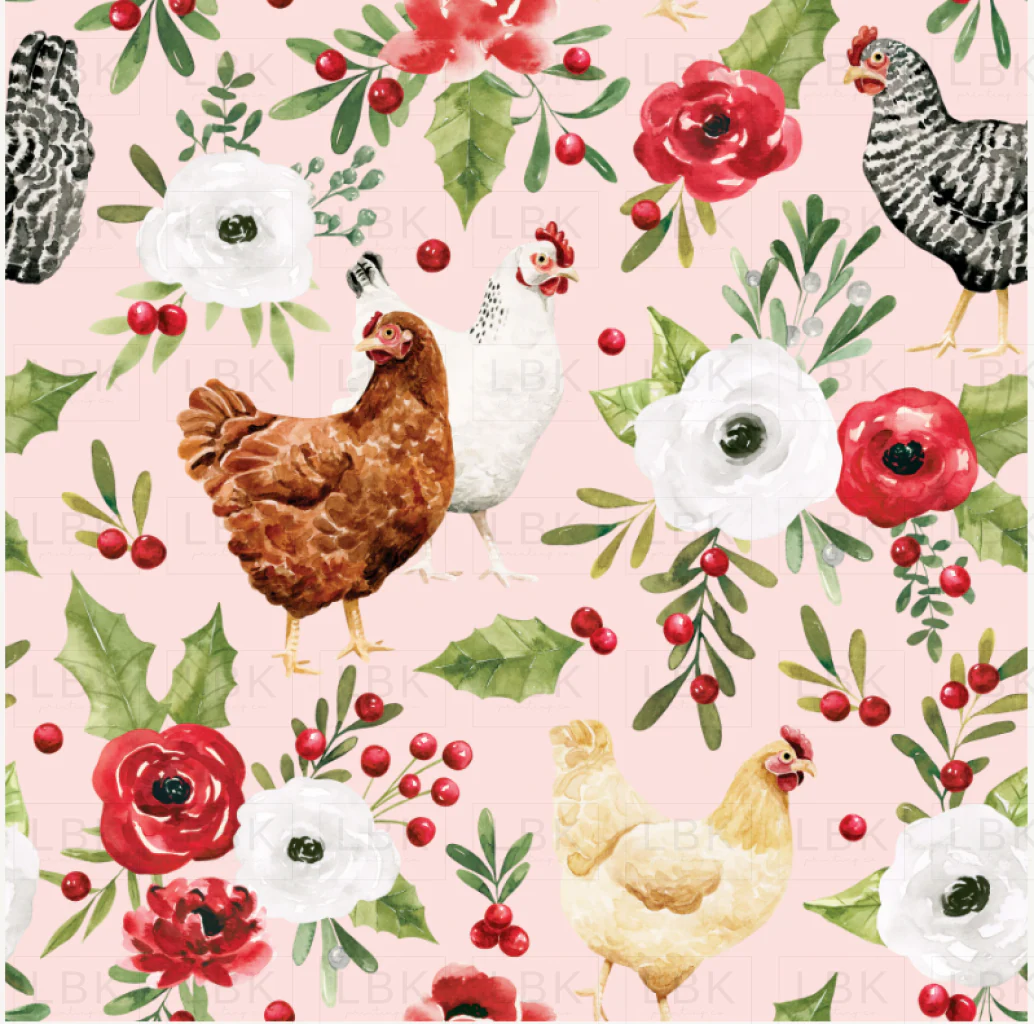 Holly and Pine Chicken Floral Pink