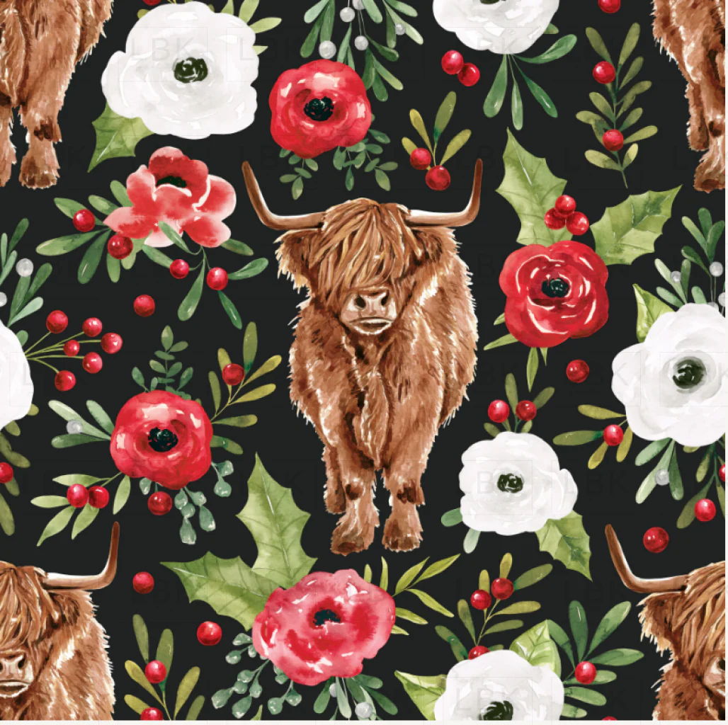 Holly and Pine Highland Floral Black