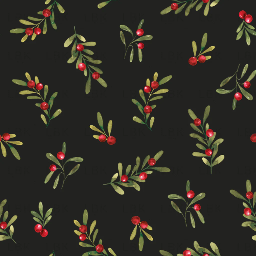 Holly and Pine Holiday Sprigs Black
