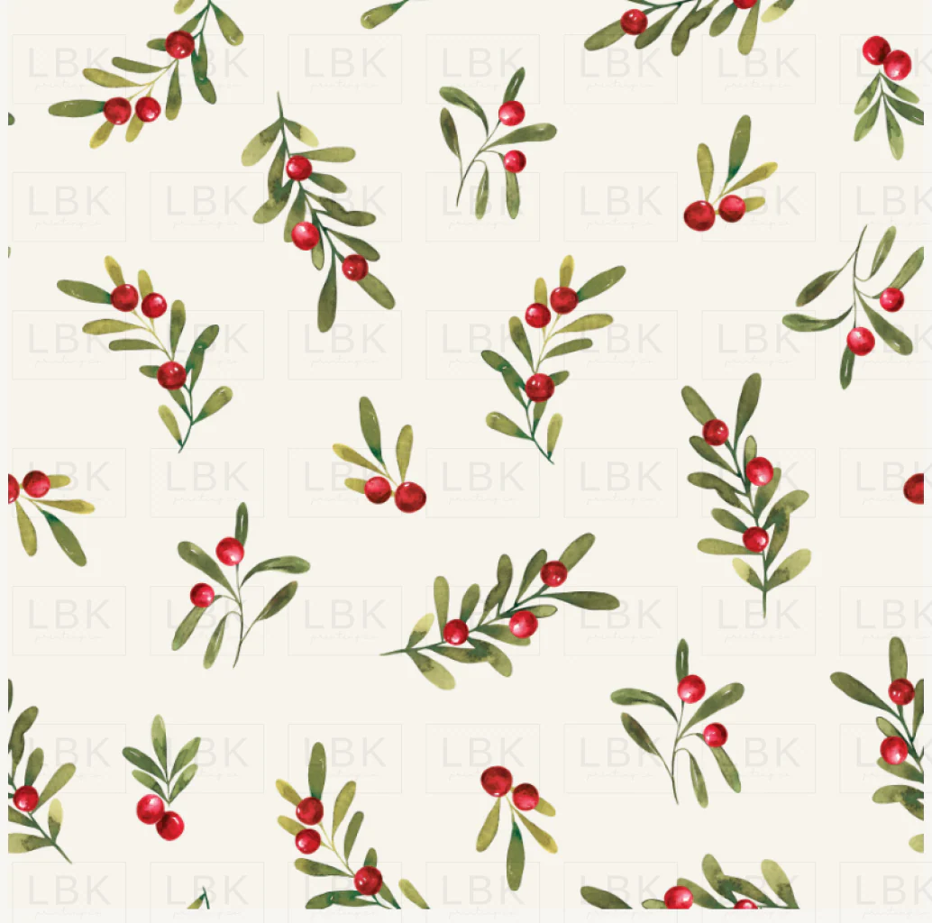 Holly and Pine Holiday Sprigs Cream