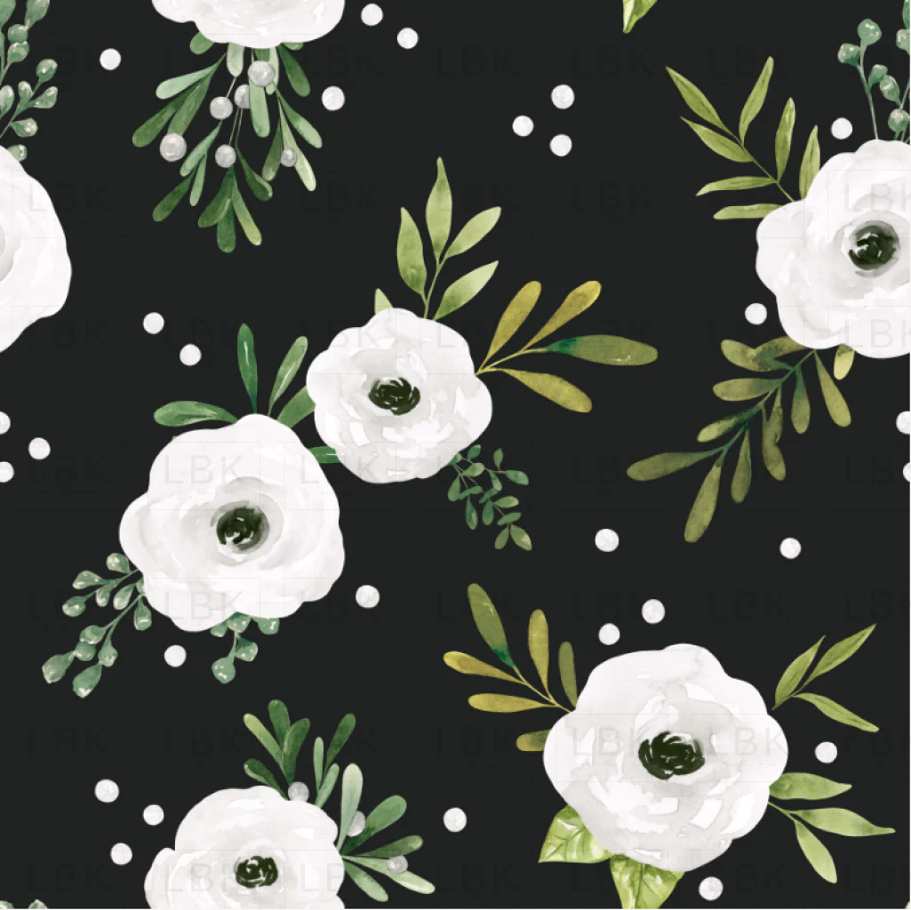 Holly and Pine Winter Rose Black