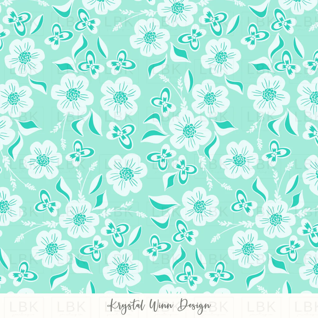 Hoppy Easter Tonal Floral Teal