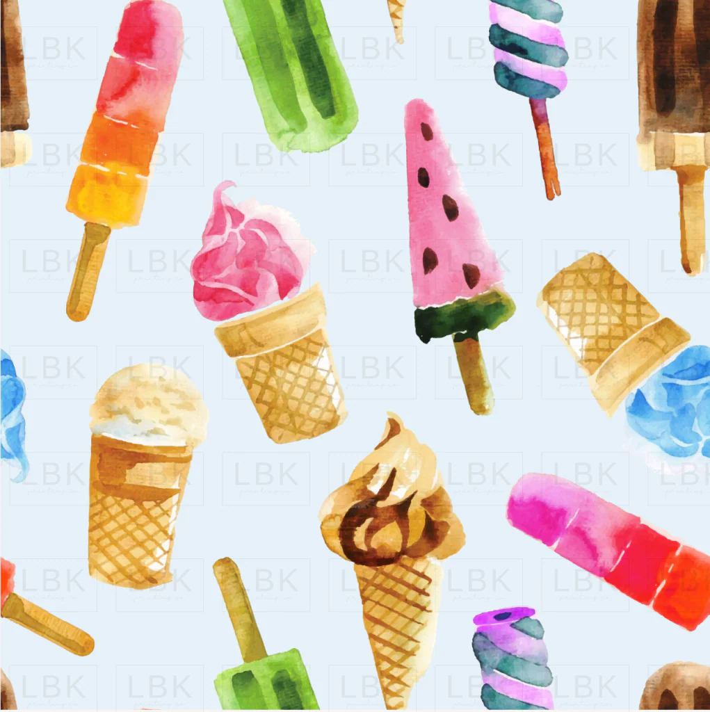 Ice Cream and Popsicles on Light Blue