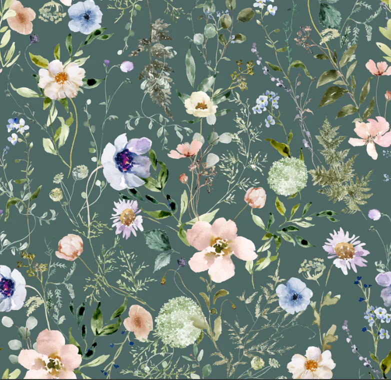 Isabella Botanical Florals in Muted Jade