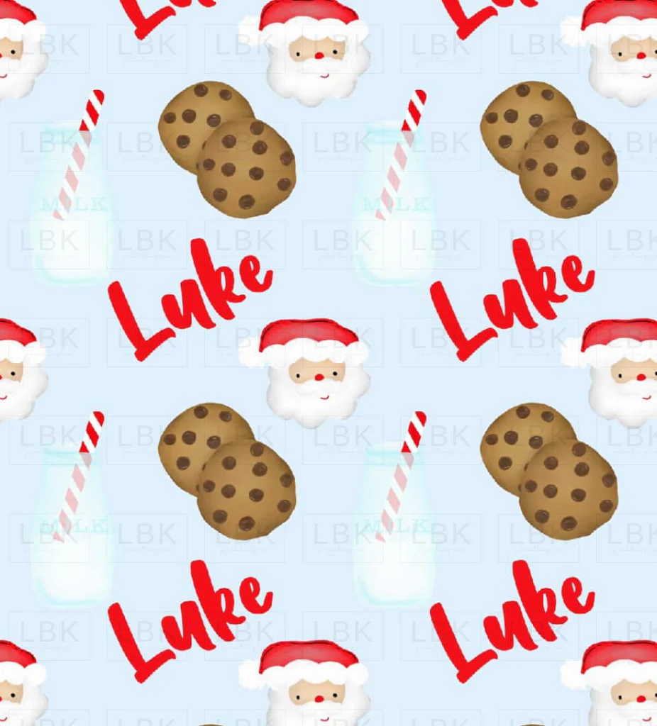 Light Blue Santa Milk & Cookies Custom Name