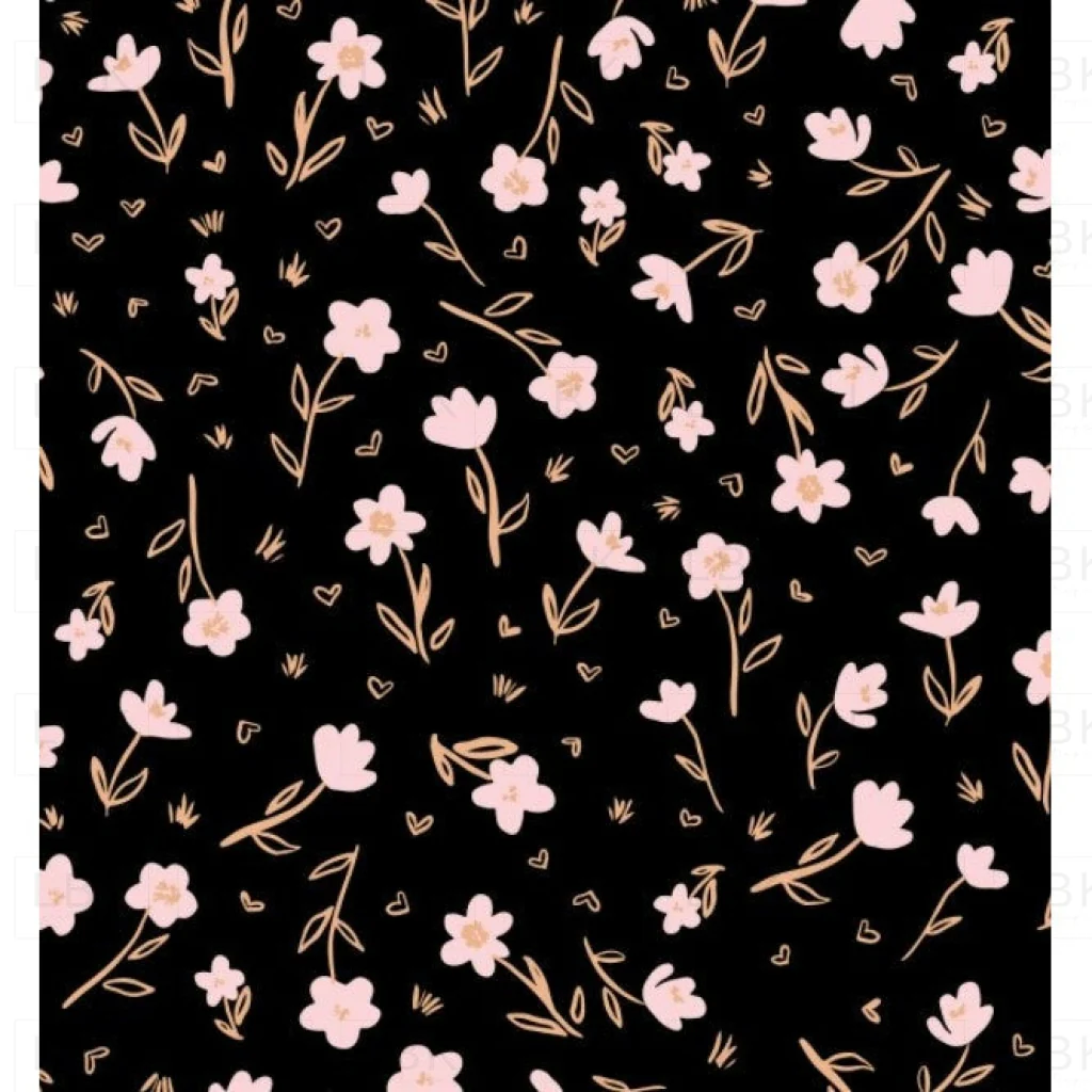 Little Hearts and Blossoms on Black