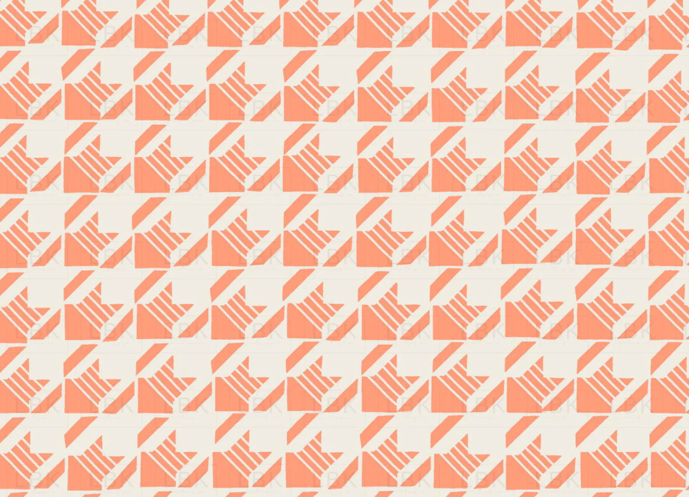 Little Valentine Striped Houndstooth in Coral Pink