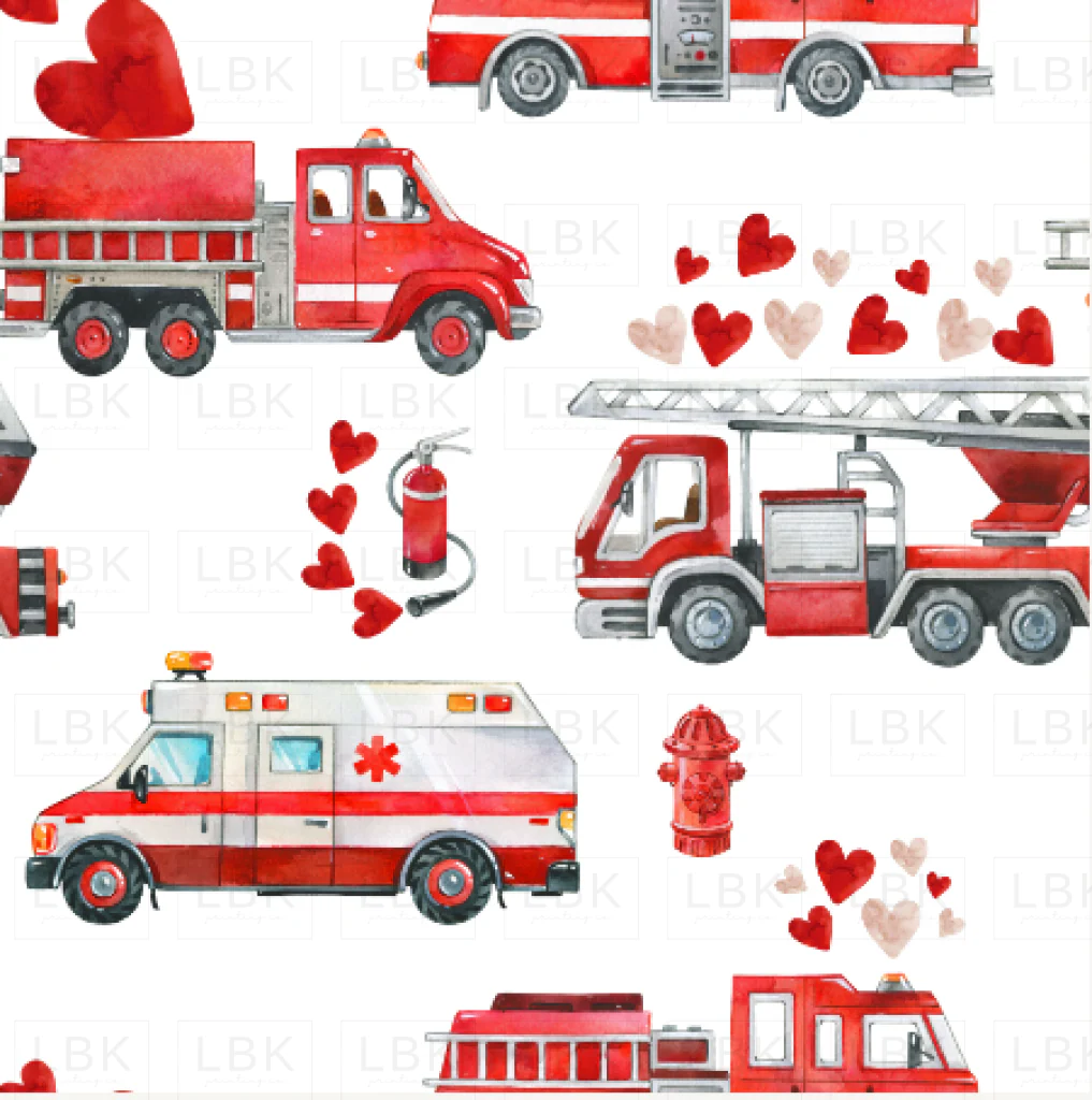 Love to the Rescue: Valentine Fire Trucks and Hearts