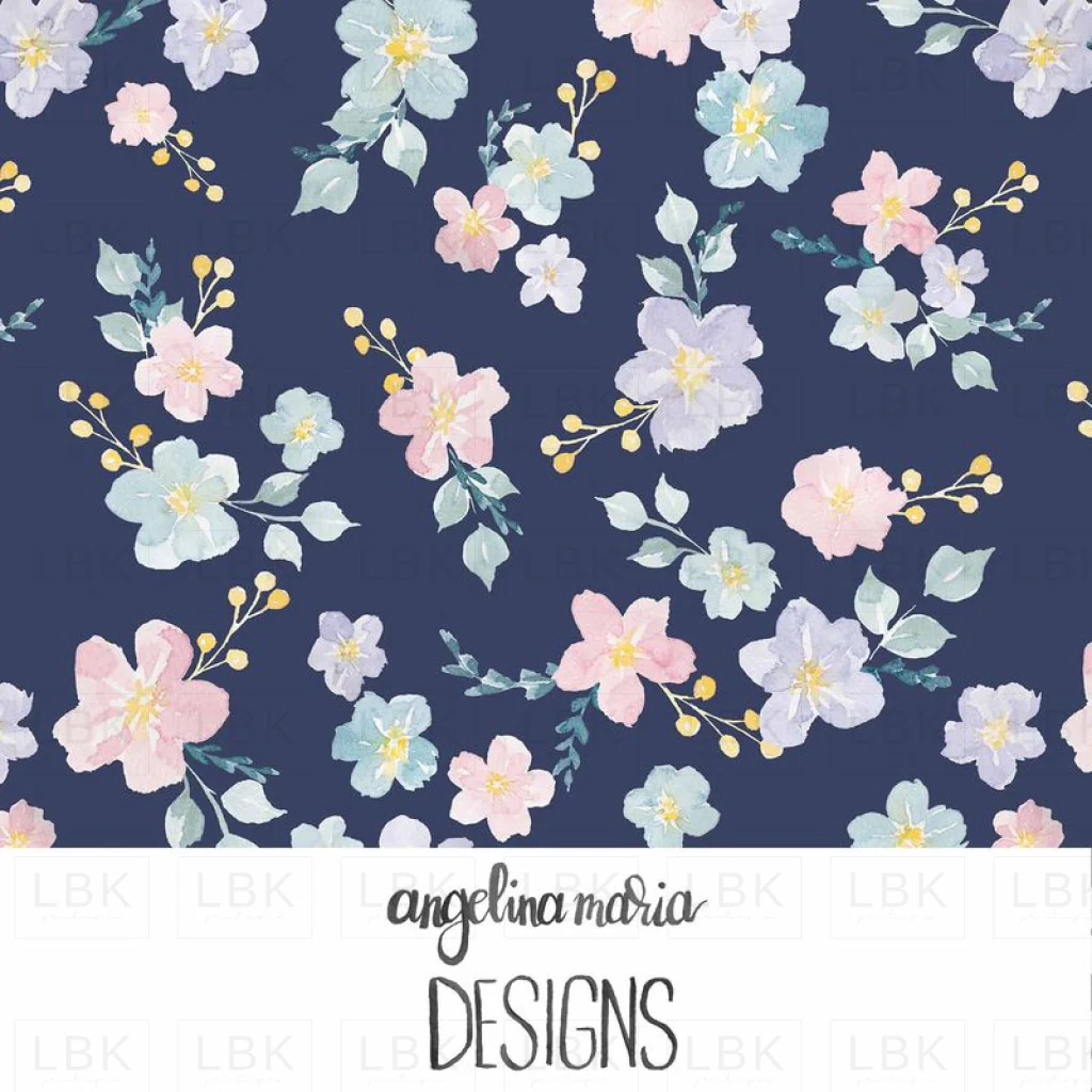 mermaid floral navy