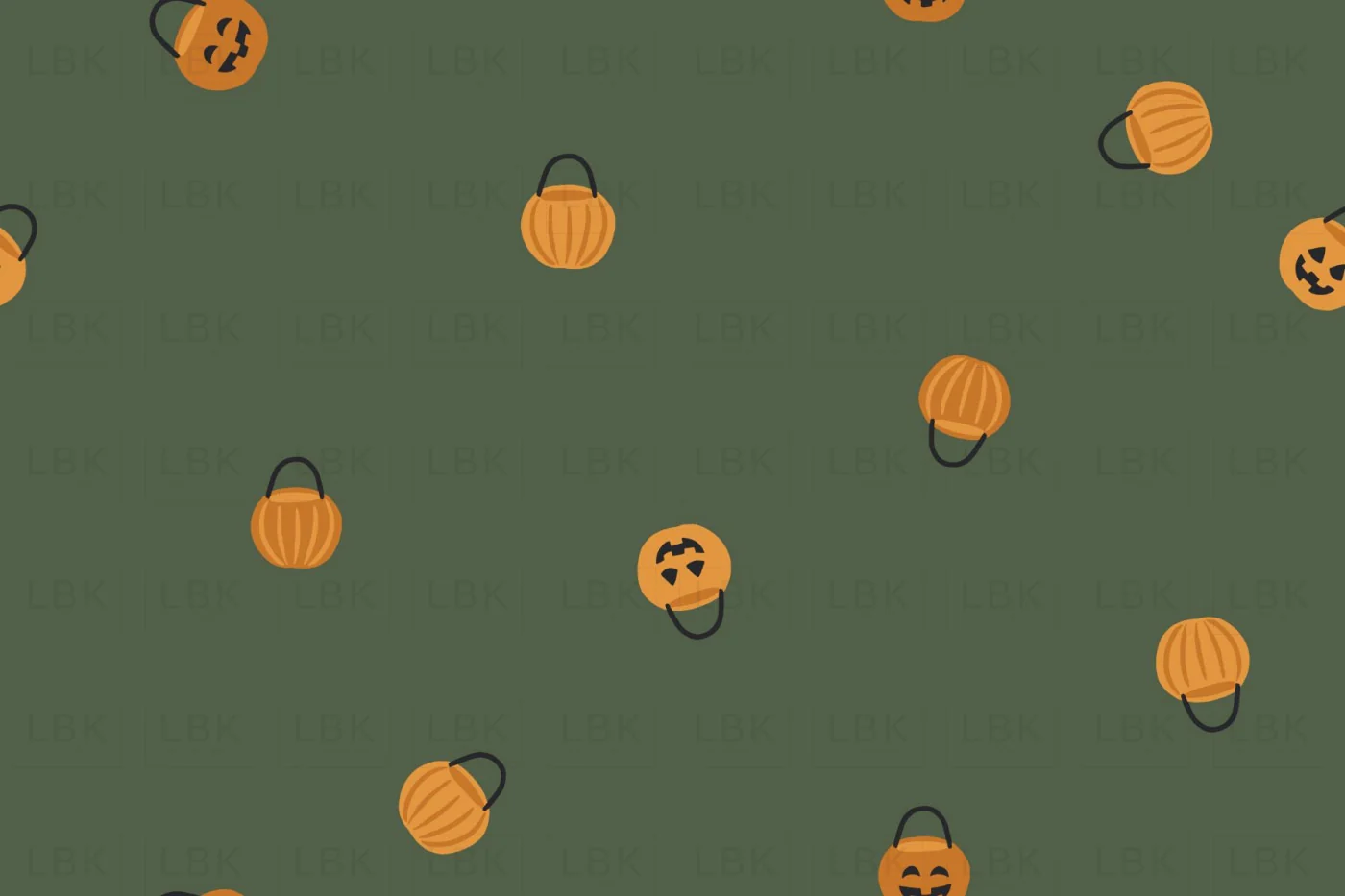 Mini Tossed Pumpkin Trick or Treat Basket on Green