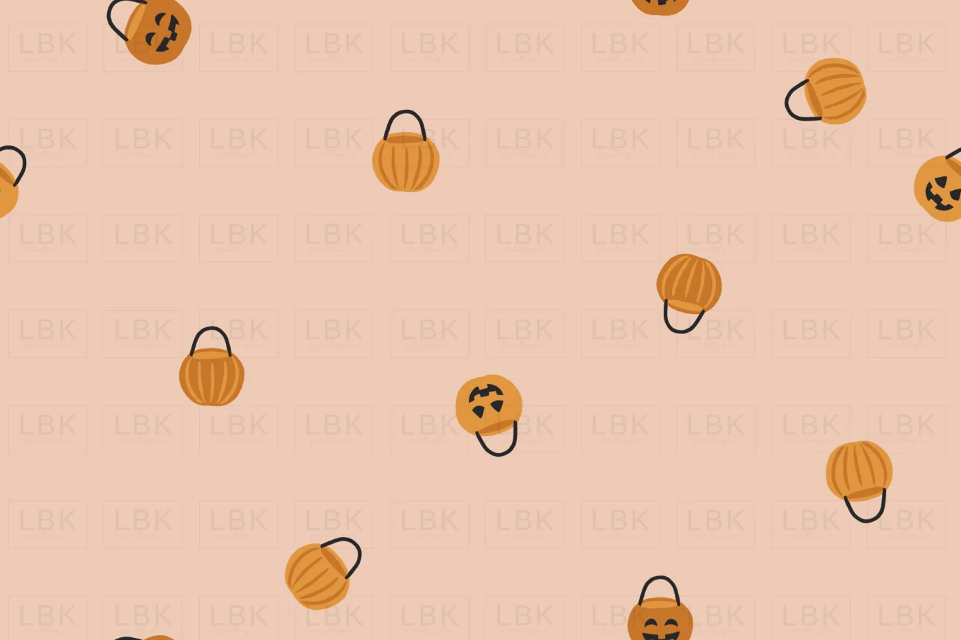 Mini Tossed Pumpkin Trick or Treat Basket on Pink
