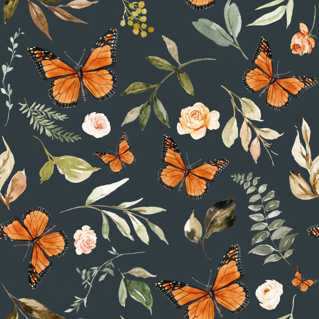 Monarch Butterflies on Midnight Blue