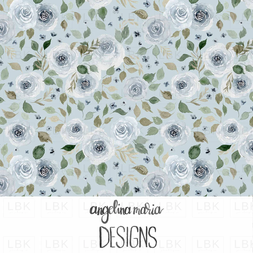 mountain floral on soft blue