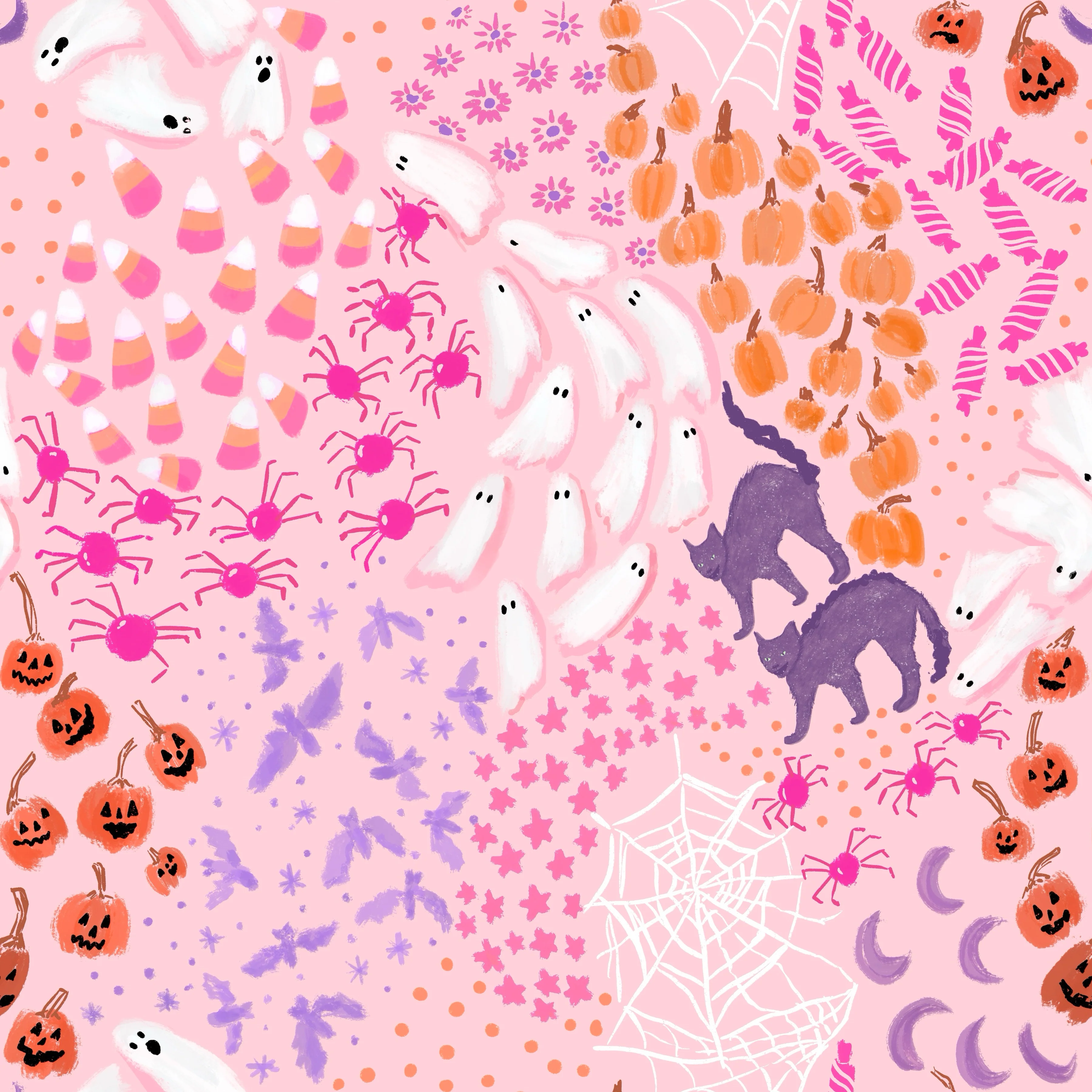 Pastel Pink Halloween ditsy