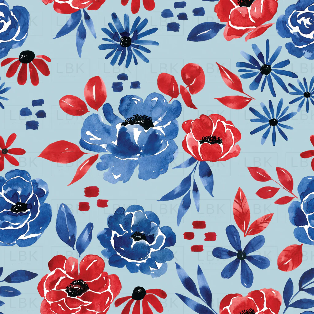 Patriotic Floral on Blue