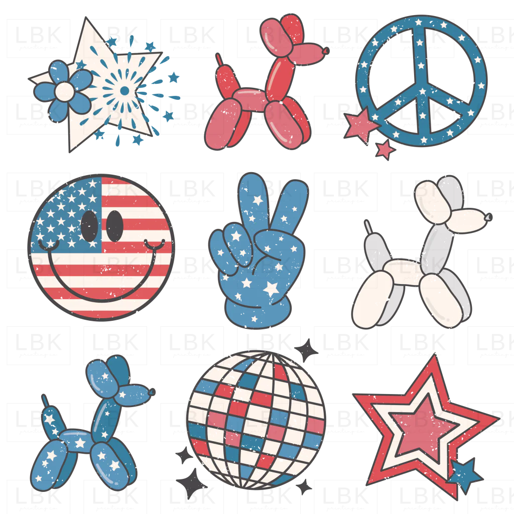 Patriotic Icons - Distressed- DTF
