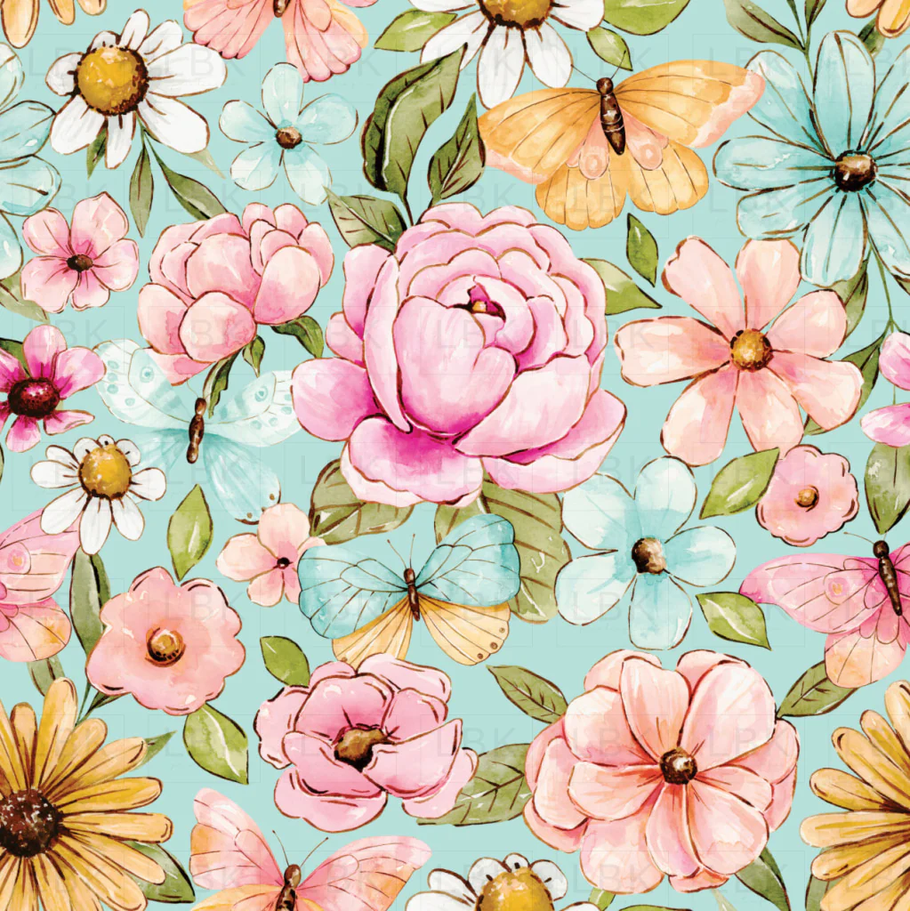 Penelope Butterfly Floral Aqua