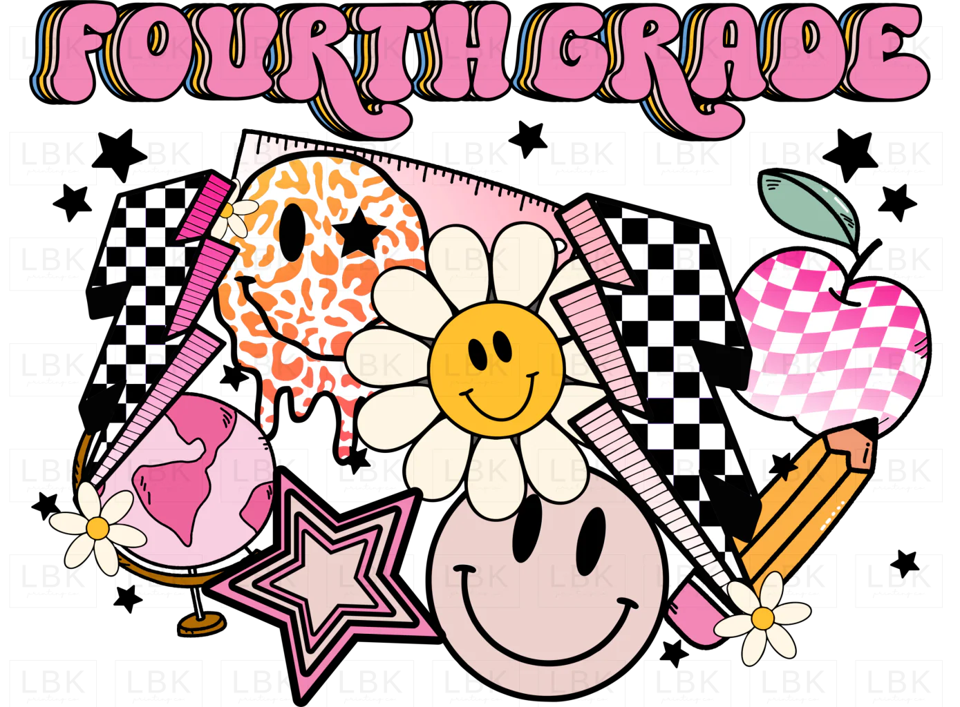 Pink Back to school - Fourth Grade- DTF