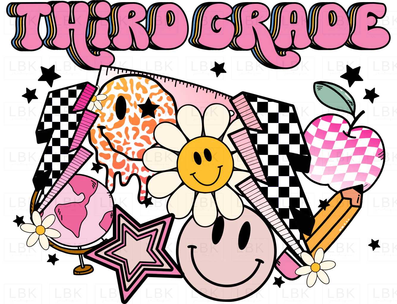 Pink Back to school - Third Grade- DTF