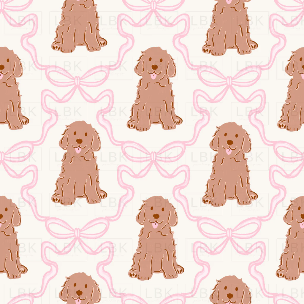 Pink Bow Trellis and Goldendoodles