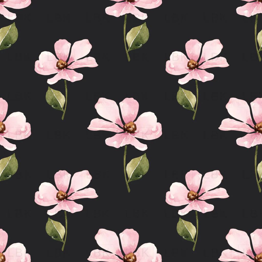 Pink Flowers Black
