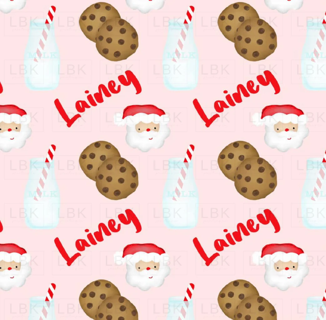 Pink Santa Milk & Cookies Custom Name