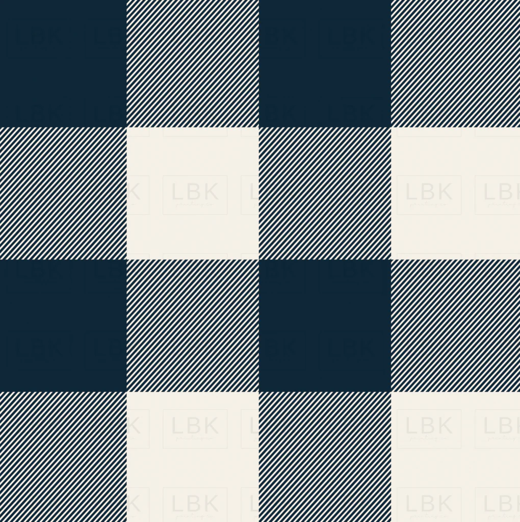 Plaid Navy Blue Cream